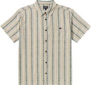 Billabong Sundays Stripe Jacquard Short Sleeve Cotton Button-Up Shirt