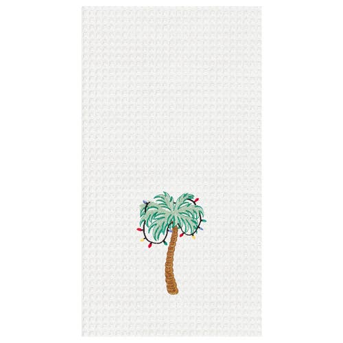 C & F Home C&f Home Palm Tree With Lights Waffle Weave Cotton Kitchen Towel In White