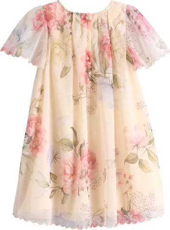 Kids' Floral Mesh Party Dress