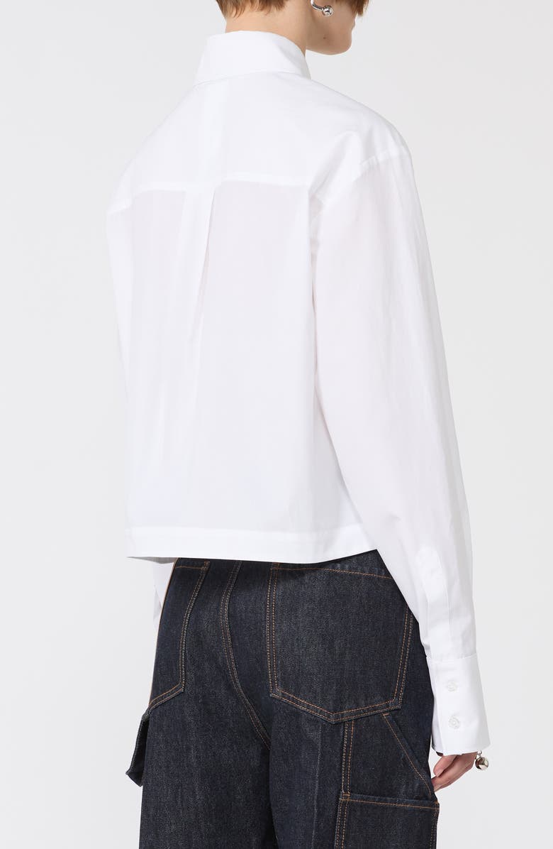 SPORTMAX Certo Pleated Crop Poplin Button-Up Shirt, Alternate, color, Optical White