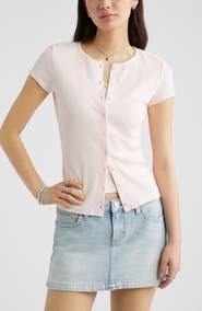 BP. Short Sleeve Rib Knit Cardigan