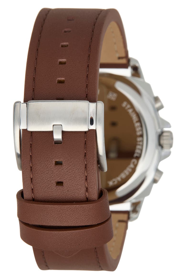 Privateer Chronograph Brown Leather Watch, Alternate, color, SILVER