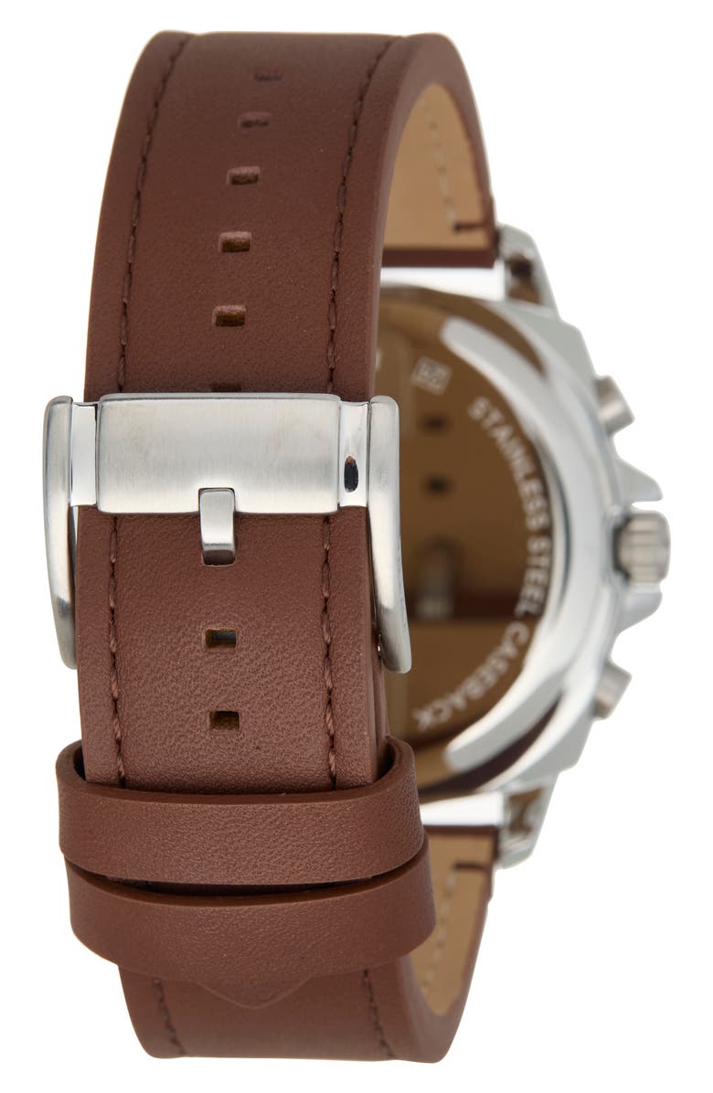 Fossil Privateer Chronograph Brown Leather Watch, Alternate, color,