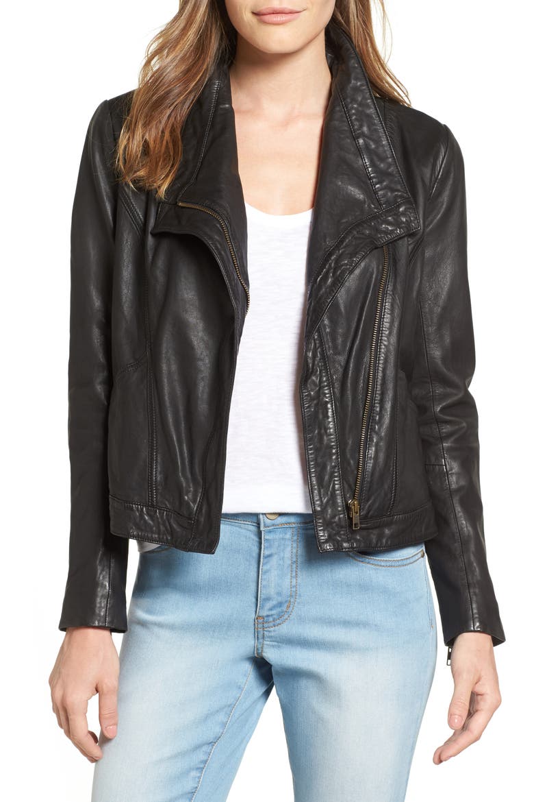 Leather Jacket, Main, color, BLACK