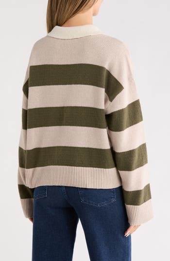 Stripe Rugby Polo Sweater