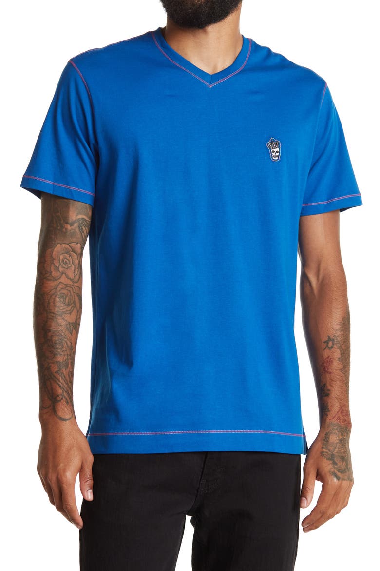 Damien Short Sleeve V-Neck T-Shirt, Main, color, COBALT