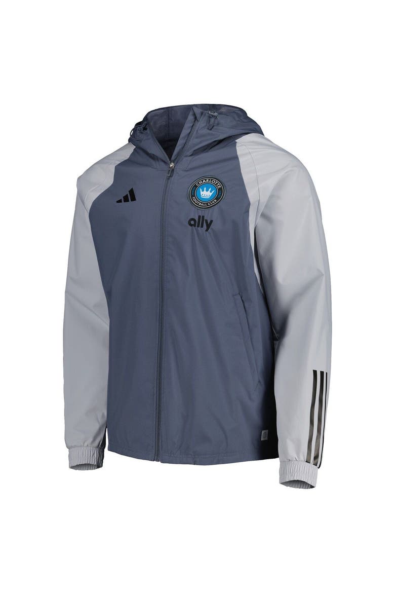 Men's adidas Charcoal Charlotte FC All-Weather Raglan Hoodie Full-Zip Jacket, Alternate, color, Charcoal