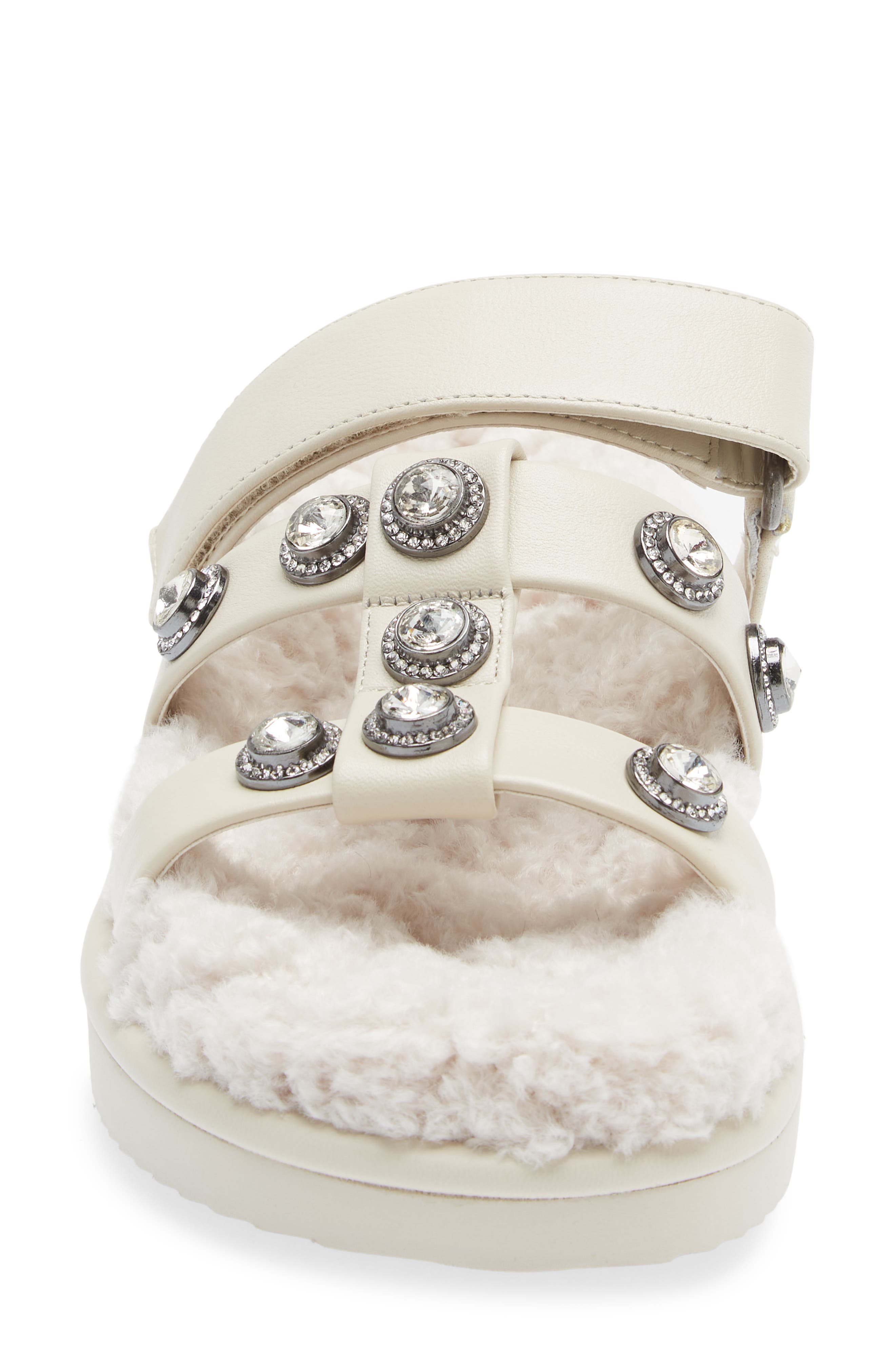 Kurt Geiger London Orson Faux Fur Crystal Slide Sandal, Alternate, color, 