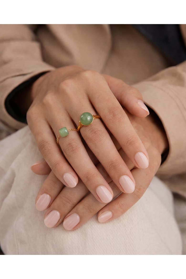 Zodiac Libra Skinny Chain Jade Ring, Alternate, color, Light green