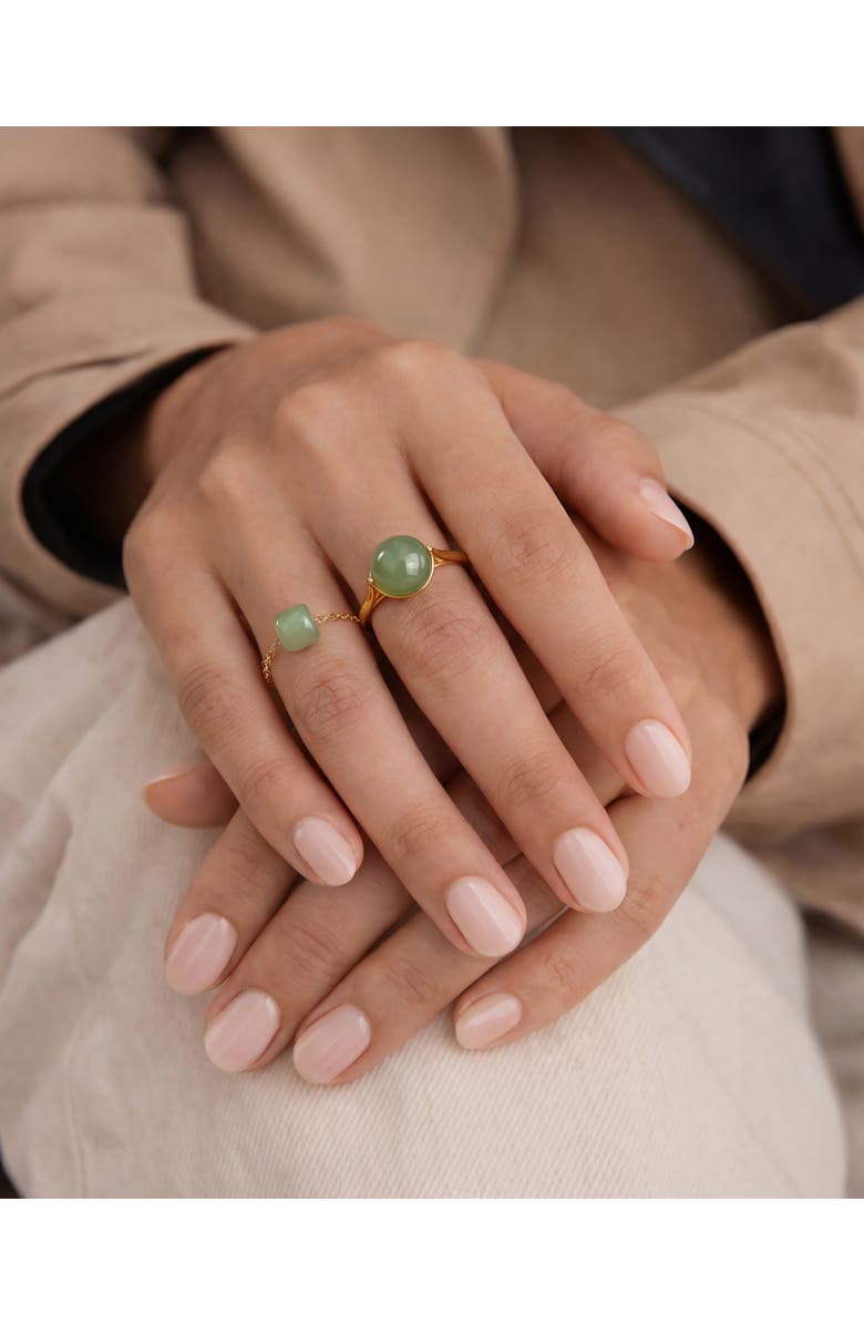 seree Zodiac collection Libra Skinny gold chain jade ring, Alternate, color, Light Green