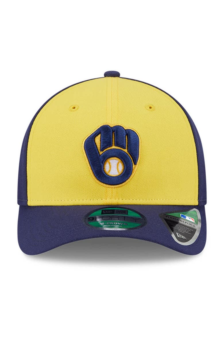 New Era Men's New Era Gold/Navy Milwaukee Brewers Player Replica 9FORTY Adjustable Hat, Alternate, color, Gold