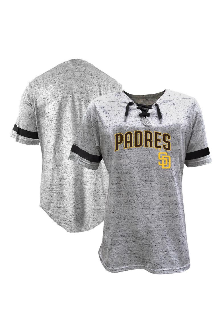 Women's Profile Heather Gray San Diego Padres Lace-Up Fleck T-Shirt, Main, color, Heather Gray