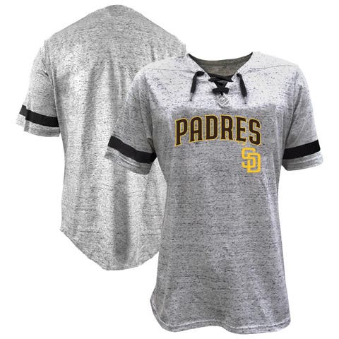Women's Profile Heather Gray San Diego Padres Lace-Up Fleck T-Shirt