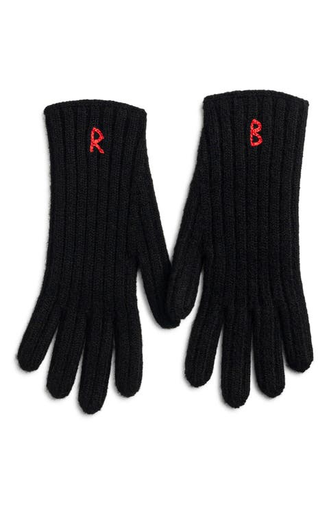 Monogram Embroidered Merino Wool Gloves