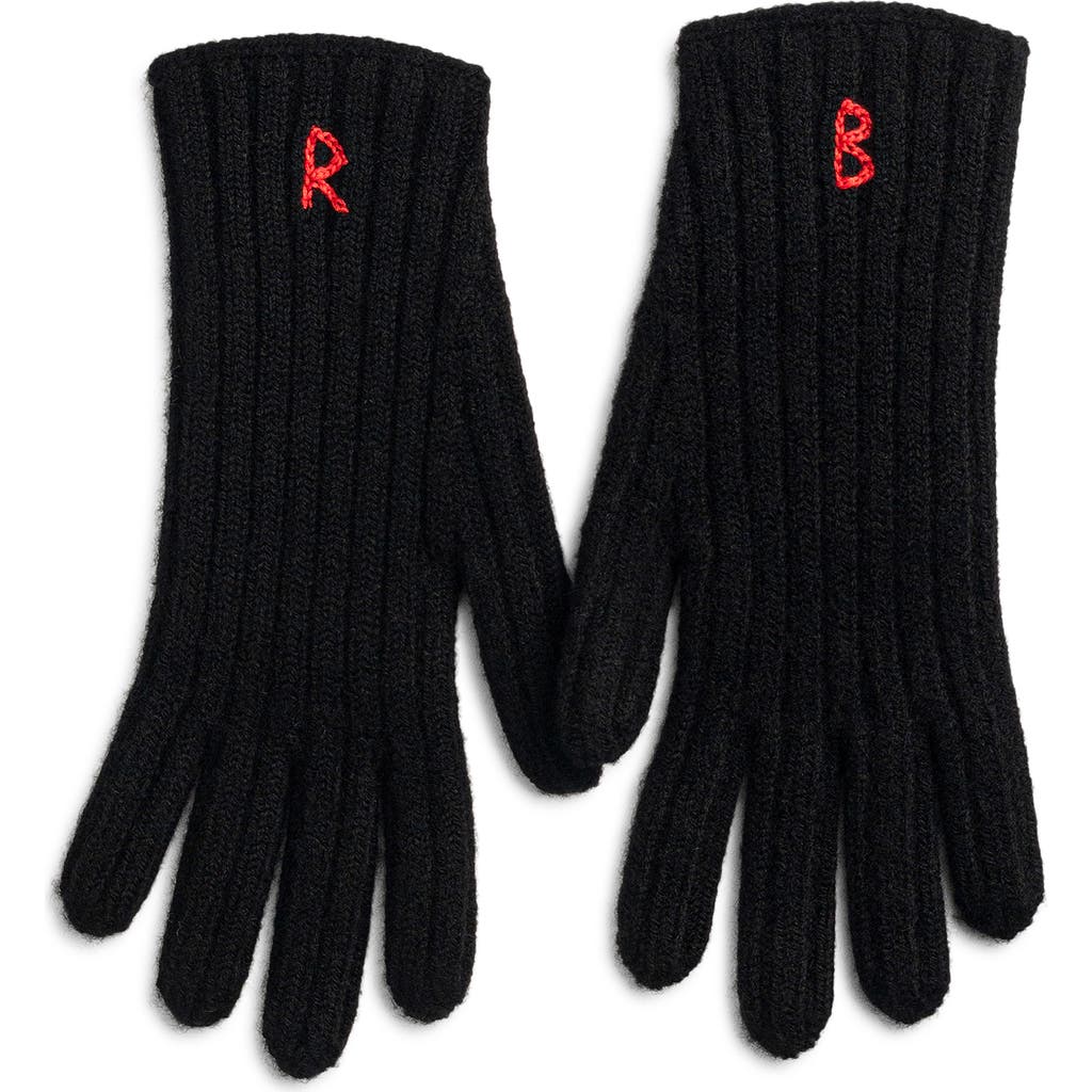 Ruslan Baginskiy Monogram Embroidered Merino Wool Gloves In Black