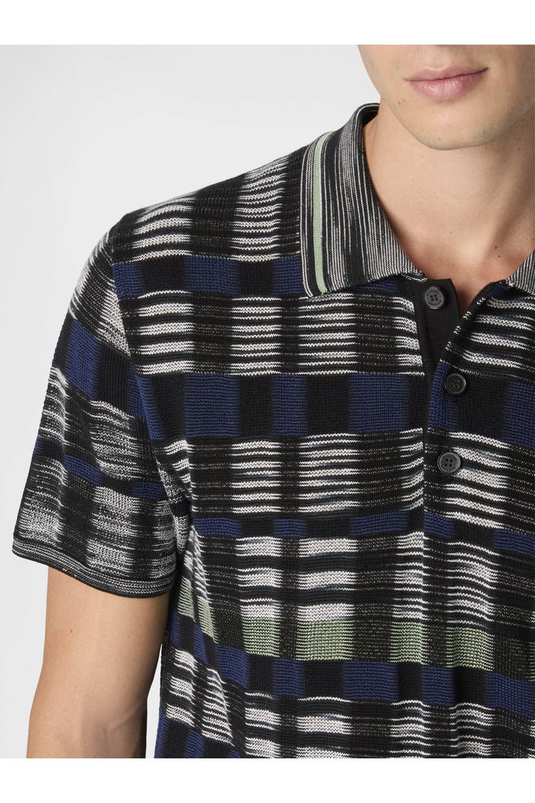 Cotton And Viscose Polo Shirt With Check Pattern, Alternate, color, Beige& White