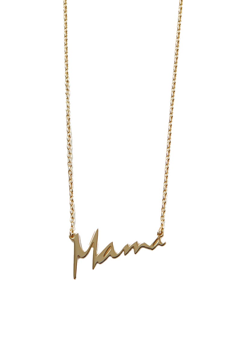 Mama Script Pendant Necklace, Main, color, GOLD