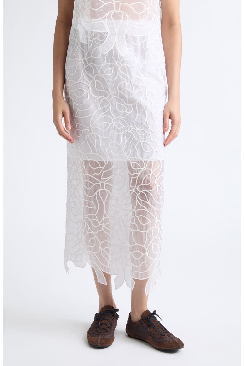 Gus Embroidered Bow Organza Skirt, Main, color, WHITE