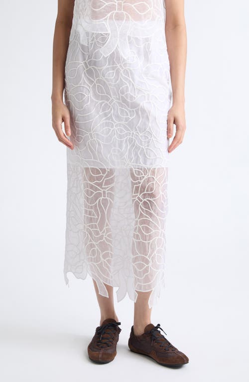 Cecilie Bahnsen Gus Embroidered Bow Organza Skirt in White at Nordstrom, Size 8