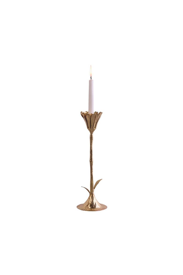 Floral Candleholder, Large, Main, color, Gold