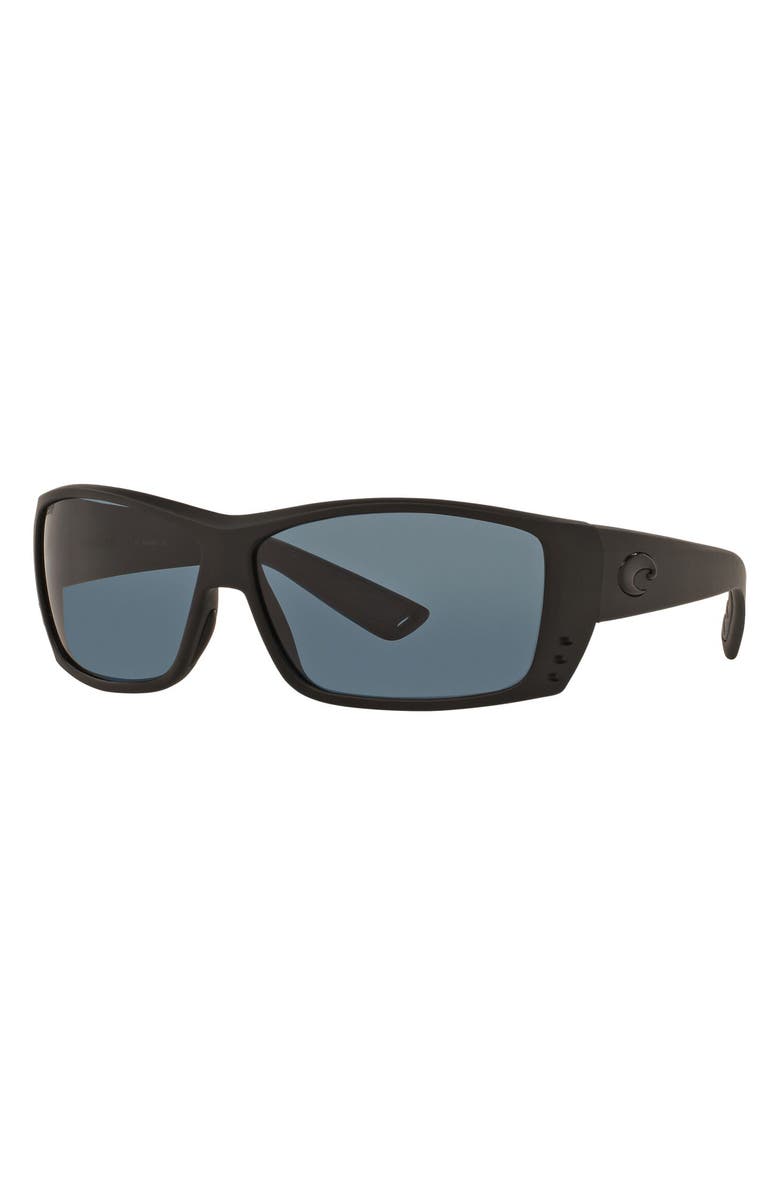 Costa Del Mar 61mm Polarized Rectangle Sunglasses, Alternate, color, Dark Grey Black