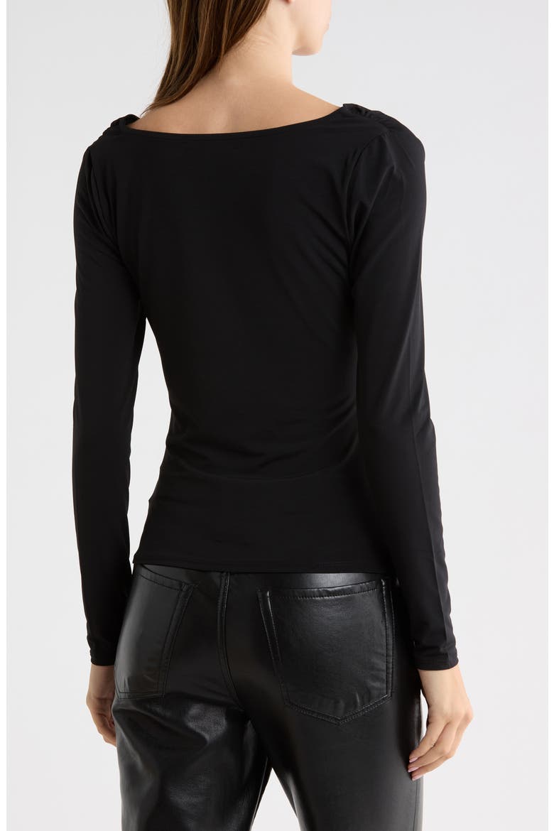 Drape Neck Long Sleeve Knit Top, Alternate, color, BLACK