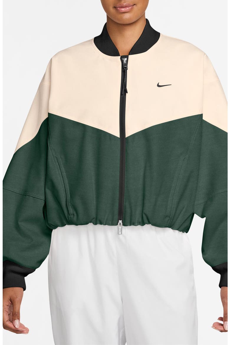 Sportswear Modern Fleece Cocoon Bomber Jacket, Main, color, FIR/ CHALK/ FIR