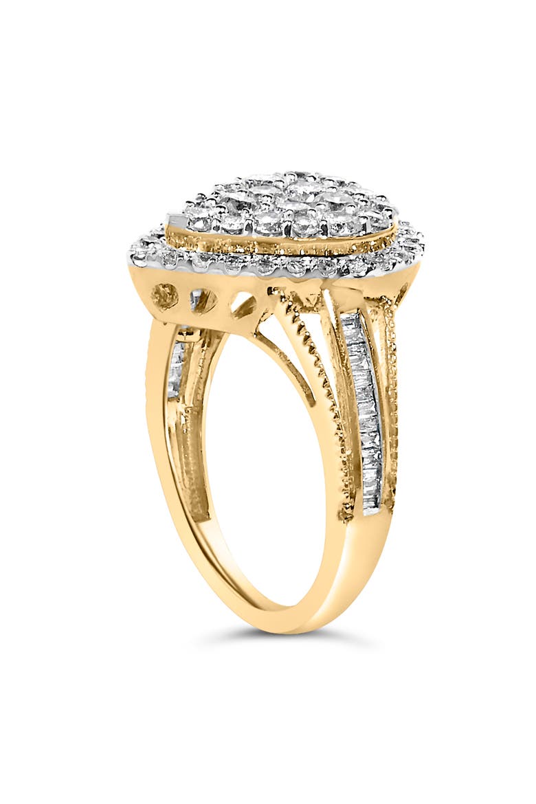 10K Gold Over Silver 1 1/2 Cttw Diamond Pear Shape Cocktail Ring, Alternate, color, Yellow Gold over Silver