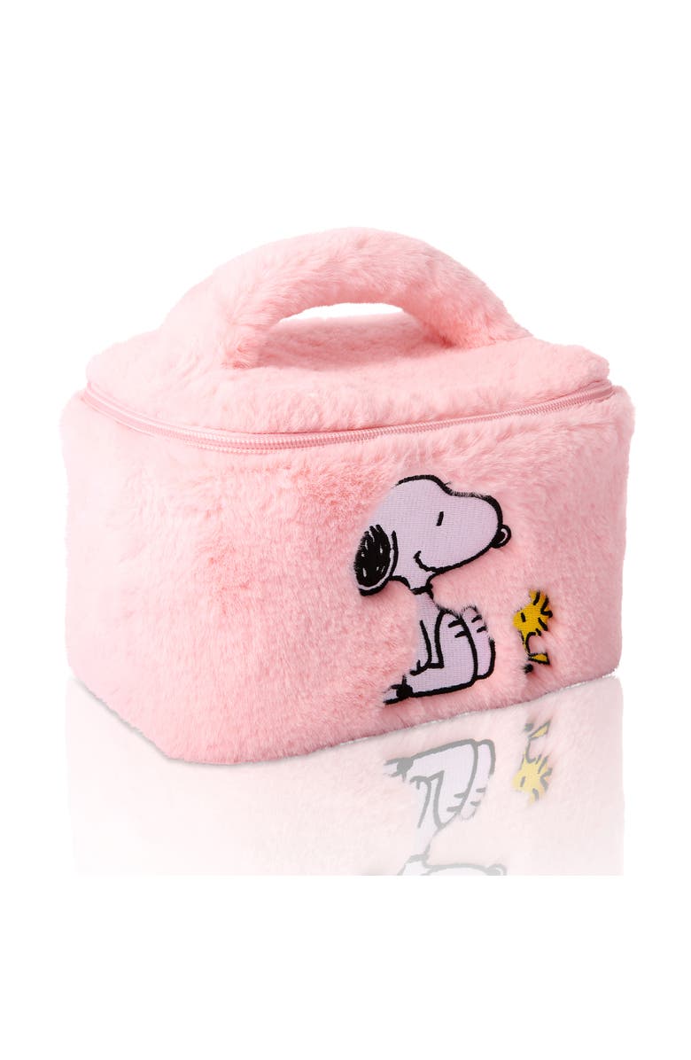 PEANUTS Snoopy Fluffy Cosmetic Bag for Travel, Alternate, color, Pink