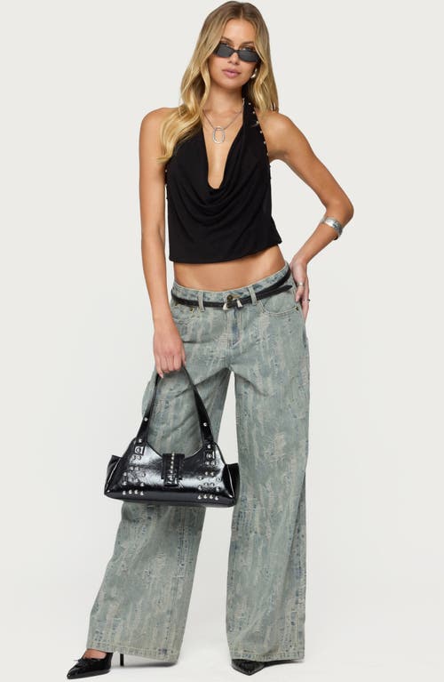 Edikted Blaze Distressed Low Rise Light Rinse Wash Jeans