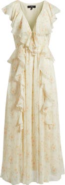 Lulus Bea Cascade Ruffle Midi Dress