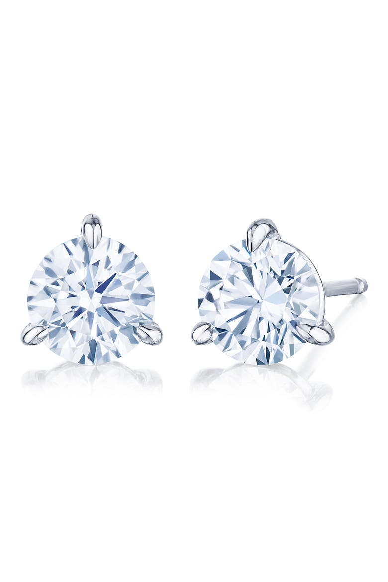 Round Brilliant Cut Diamond & Platinum Stud Earrings - 1.20ct., Main, color, WHITE 1.2 CTW