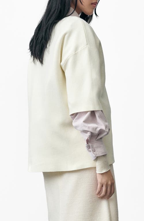 Mango Rama Short Sleeve Crewneck Sweater In White