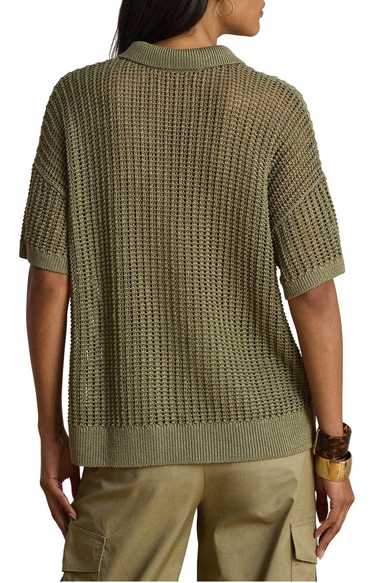 Lauren Ralph Lauren Linen Blend Knit Polo, Alternate, color, Light Agave Green