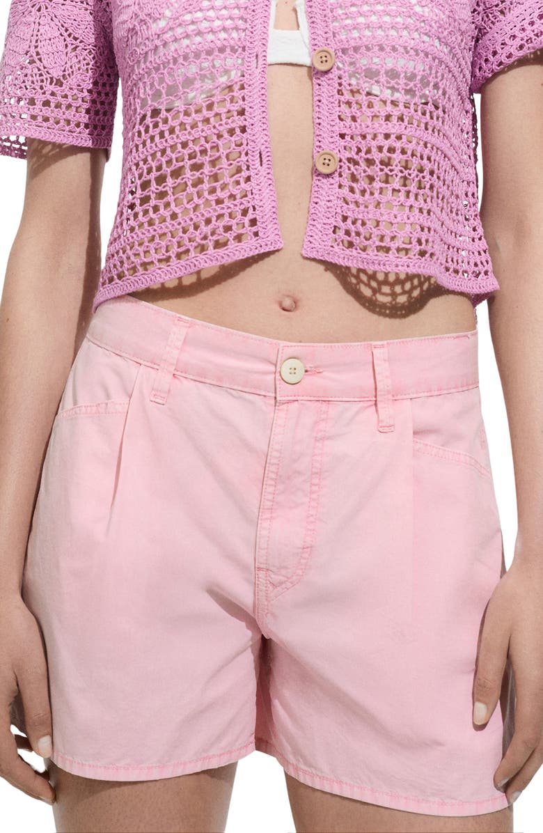 MANGO Pleat Front Straight Denim Shorts, Main, color, 