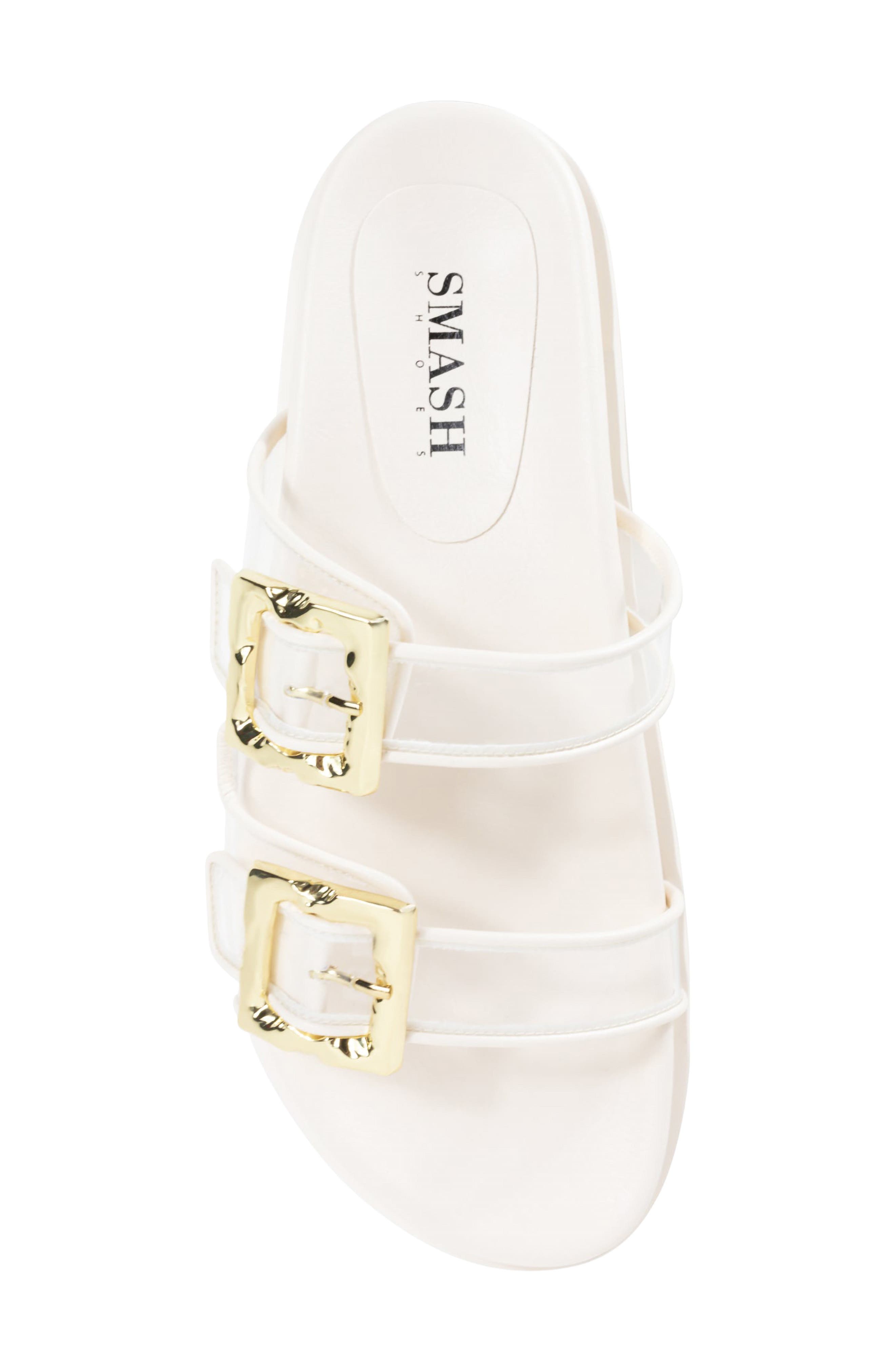 Kaia Flat Slide Sandal, Alternate, color, CREAM