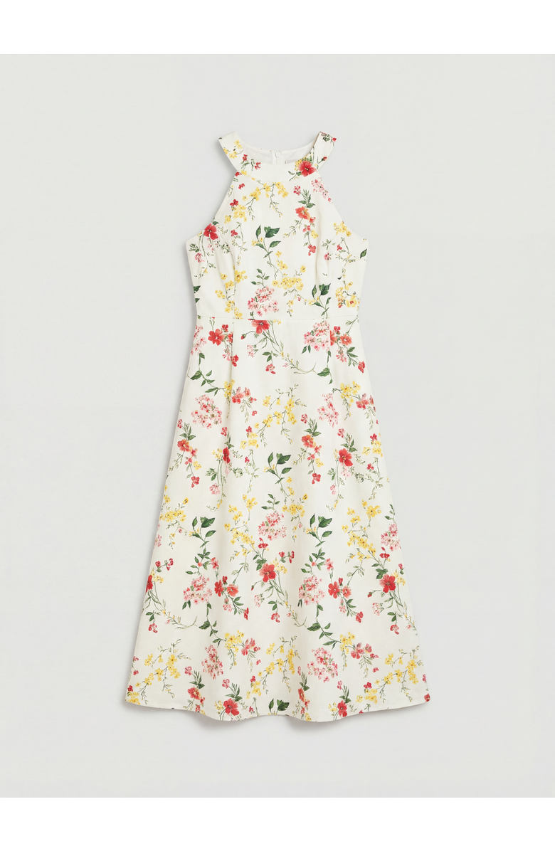 Oasis Petite Ottoman Twill Halter Midi Dress, Alternate, color, Ivory