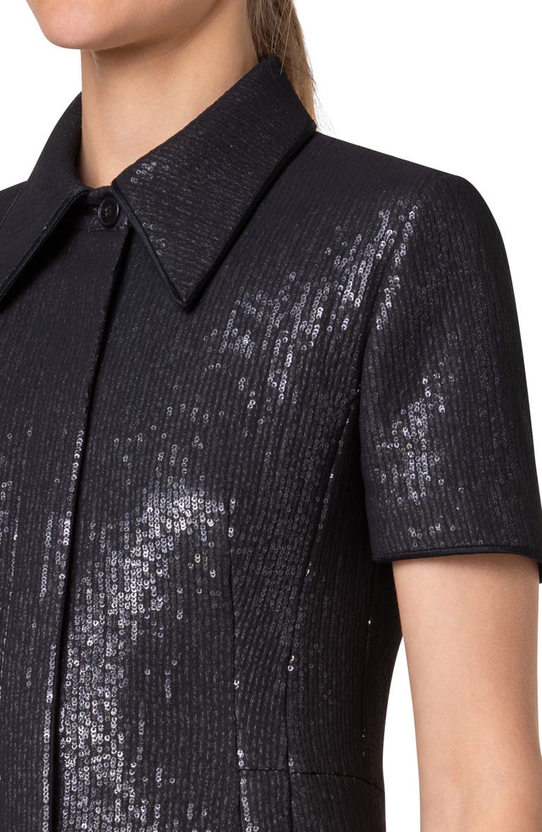 Akris Sequin Shirtdress, Alternate, color, Black