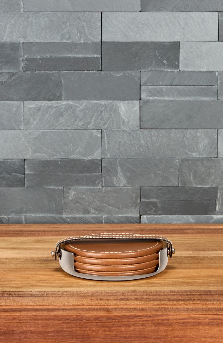 Nambé Tahoe Set of 4 Coasters, Alternate, color, Brown