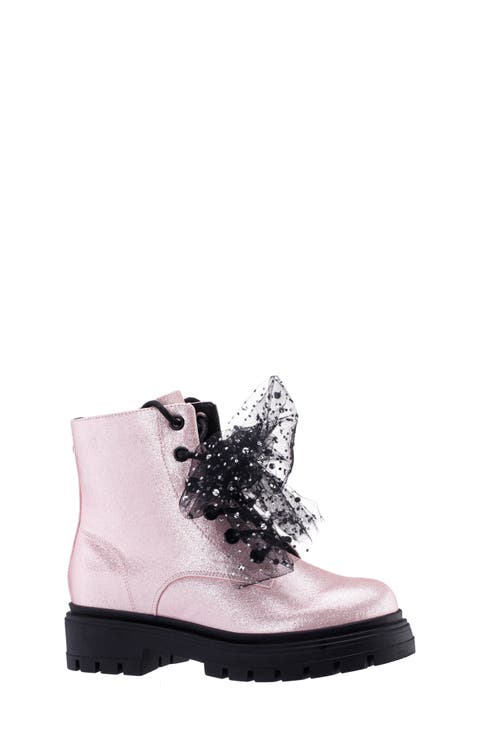 Kids' Tink Crystal Mesh Bow Glitter Combat Boot (Toddler)