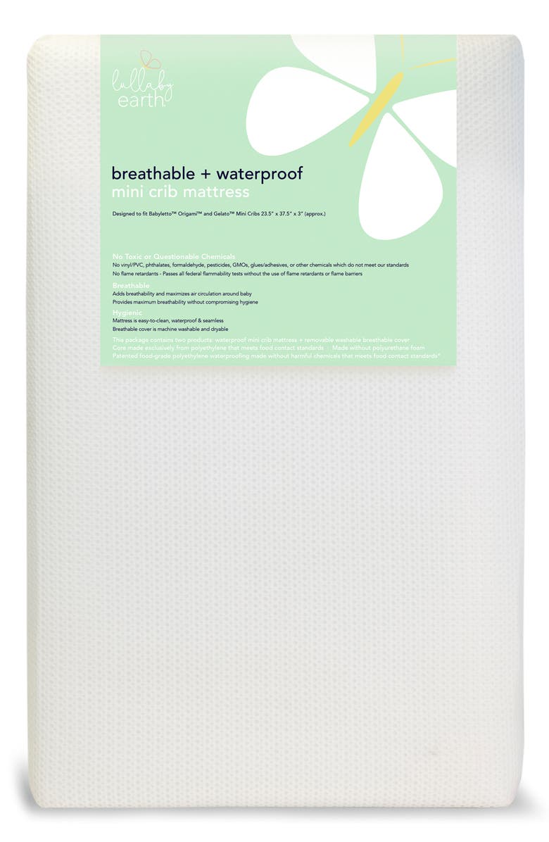 Lullaby Earth Breathable Lightweight Mini Crib Mattress, Main, color, White