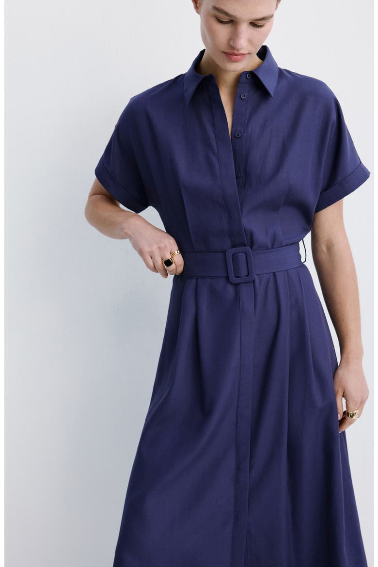 Short Sleeve Shirtdress, Alternate, color, DARK NAVY