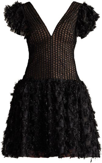 SHO by Tadashi Shoji Metallic Fringe Mixed Media Cocktail