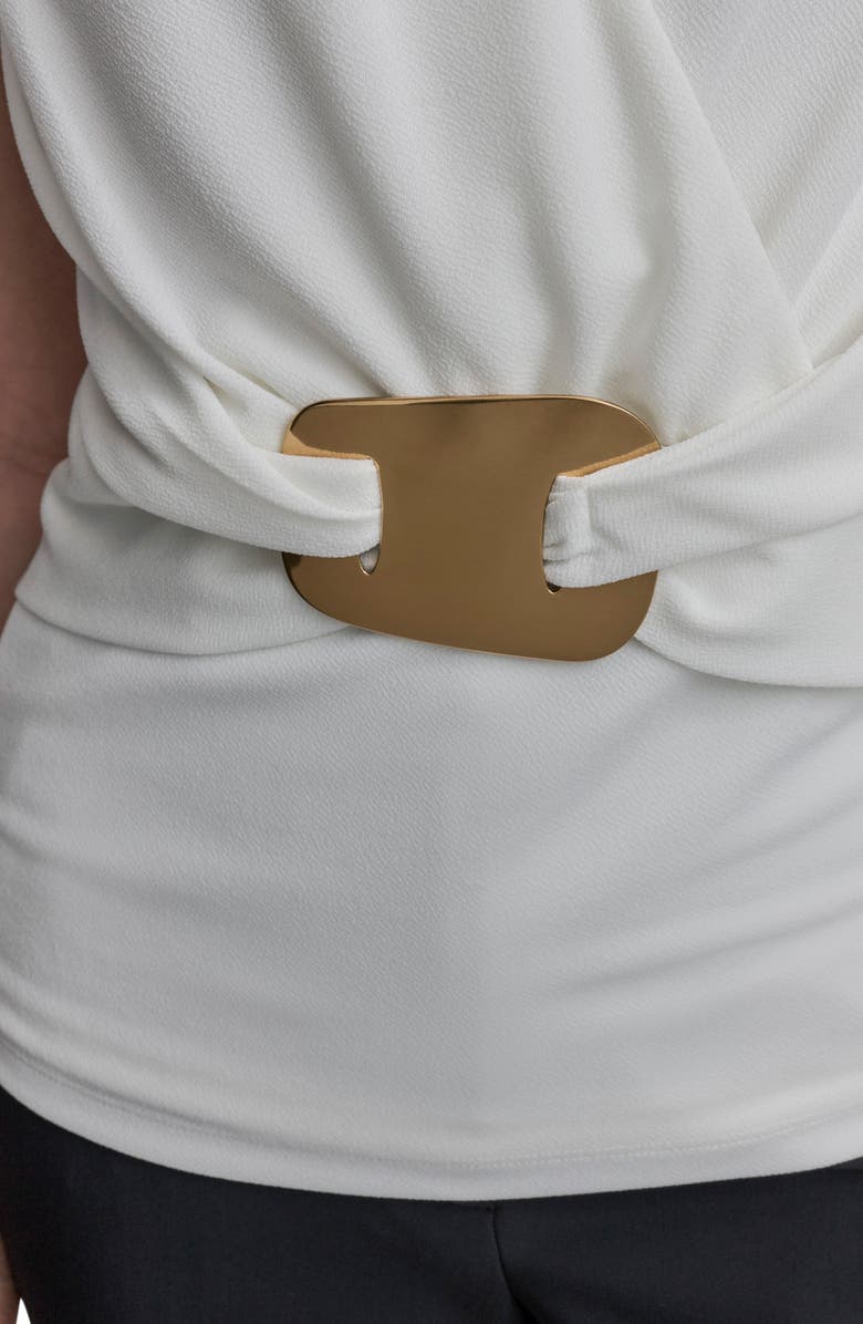 Donna Karan New York Embellish Sleeveless Faux Wrap Crepe Top, Alternate, color, 