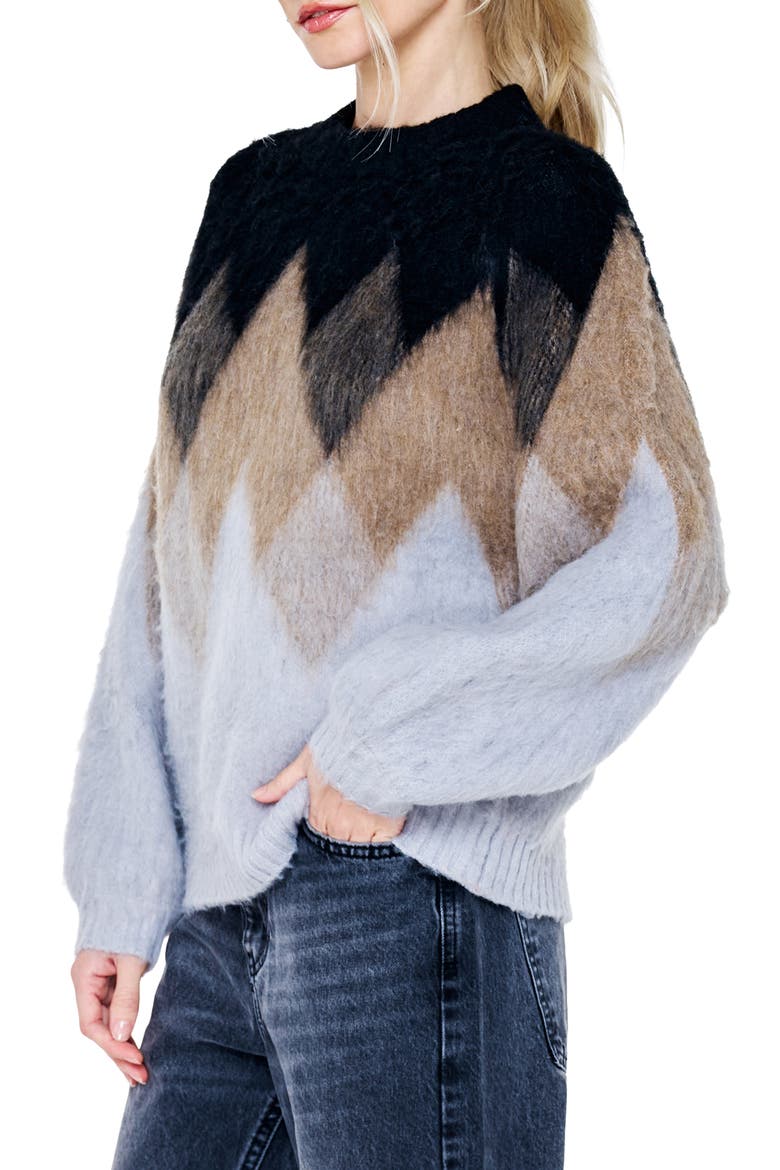 Katy Geometric Sweater, Alternate, color, GREY MULTI