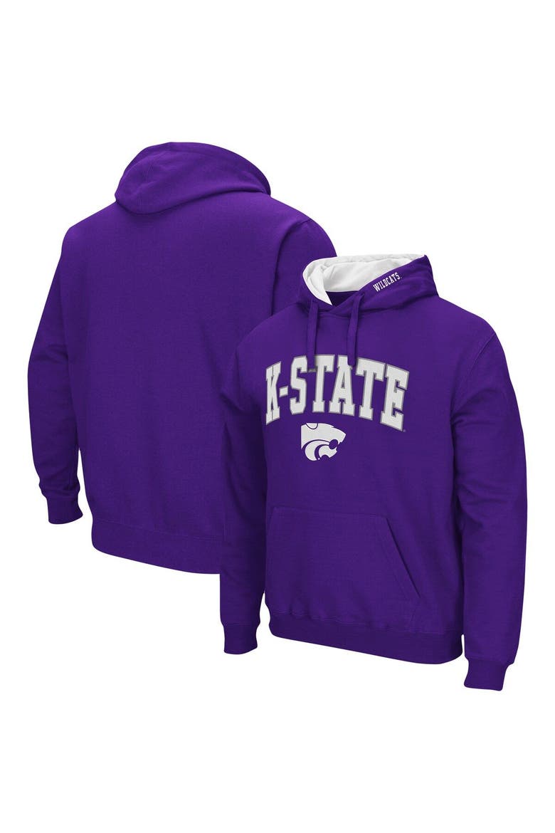 Men's Colosseum Purple Kansas State Wildcats Arch & Logo 3.0 Pullover Hoodie, Main, color, Purple