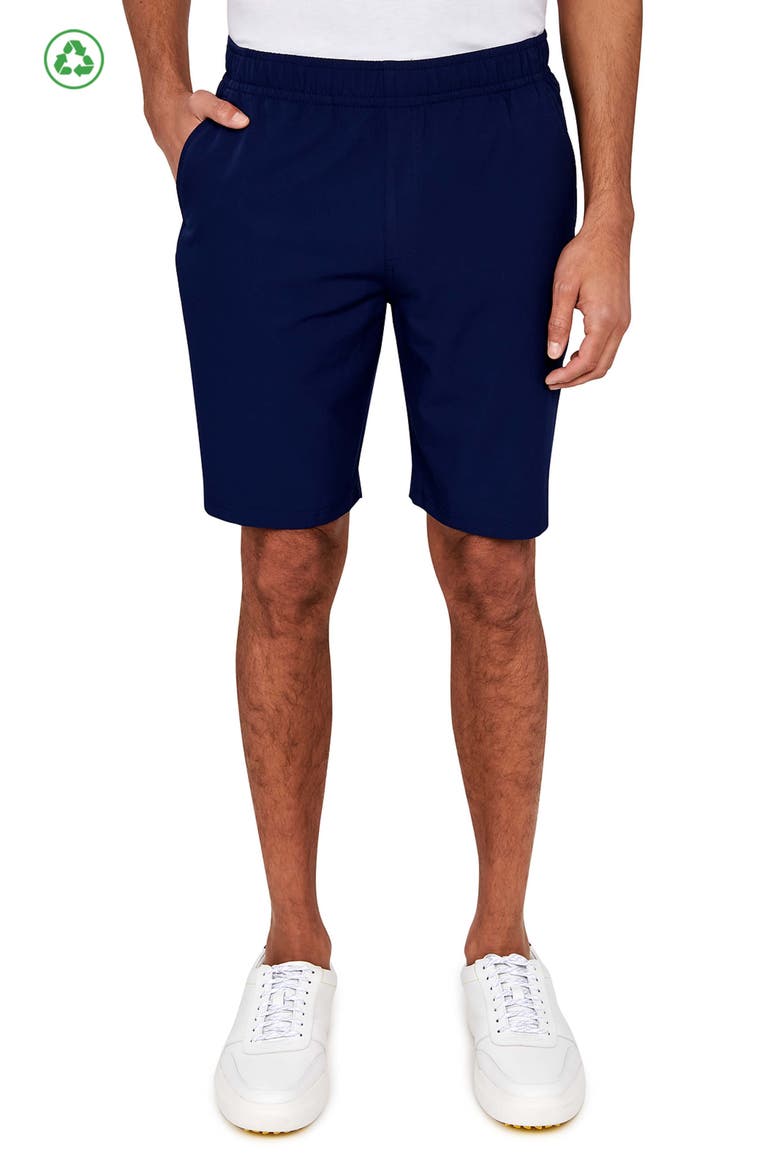 Regular Fit Solid Recycled Performance Drawstring Golf Shorts, Main, color, NAVY