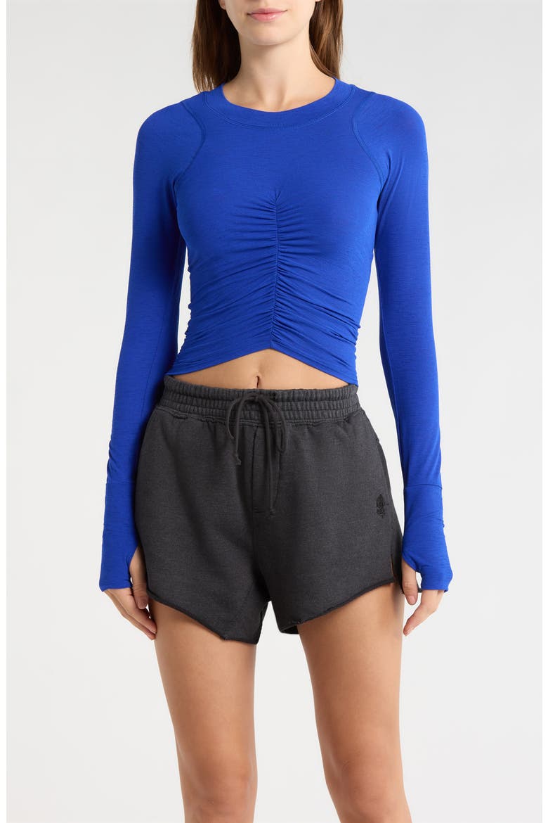 FP Movement Tempo Ruched Long Sleeve T-Shirt, Main, color, ELECTRIC SHOCK