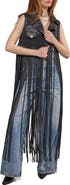 AZALEA WANG Arden Fringe Faux Leather Vest