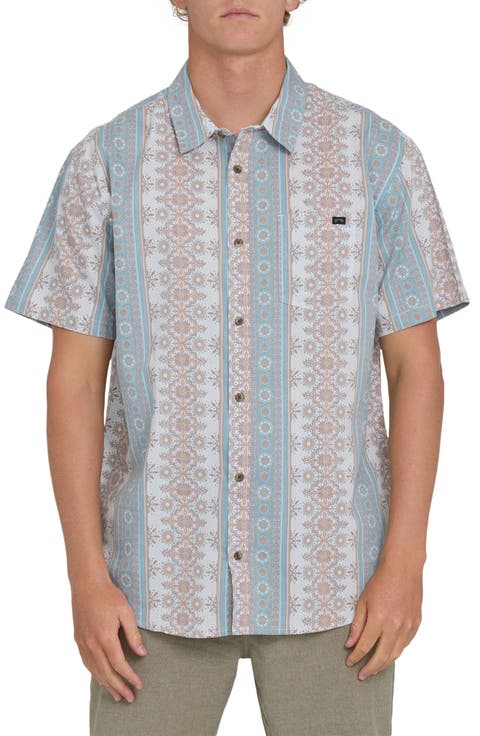 Sundays Short Sleeve Cotton Blend Button-Up Shirt